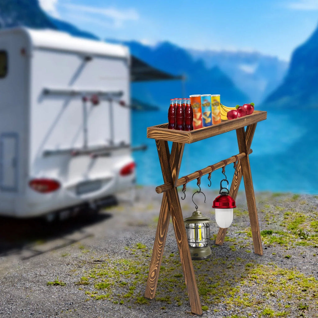 Wooden Grill Picnic Camping, Outdoor Shelf BBQ Rack Rack Picnic, for Storage Miumaeov Portable Table