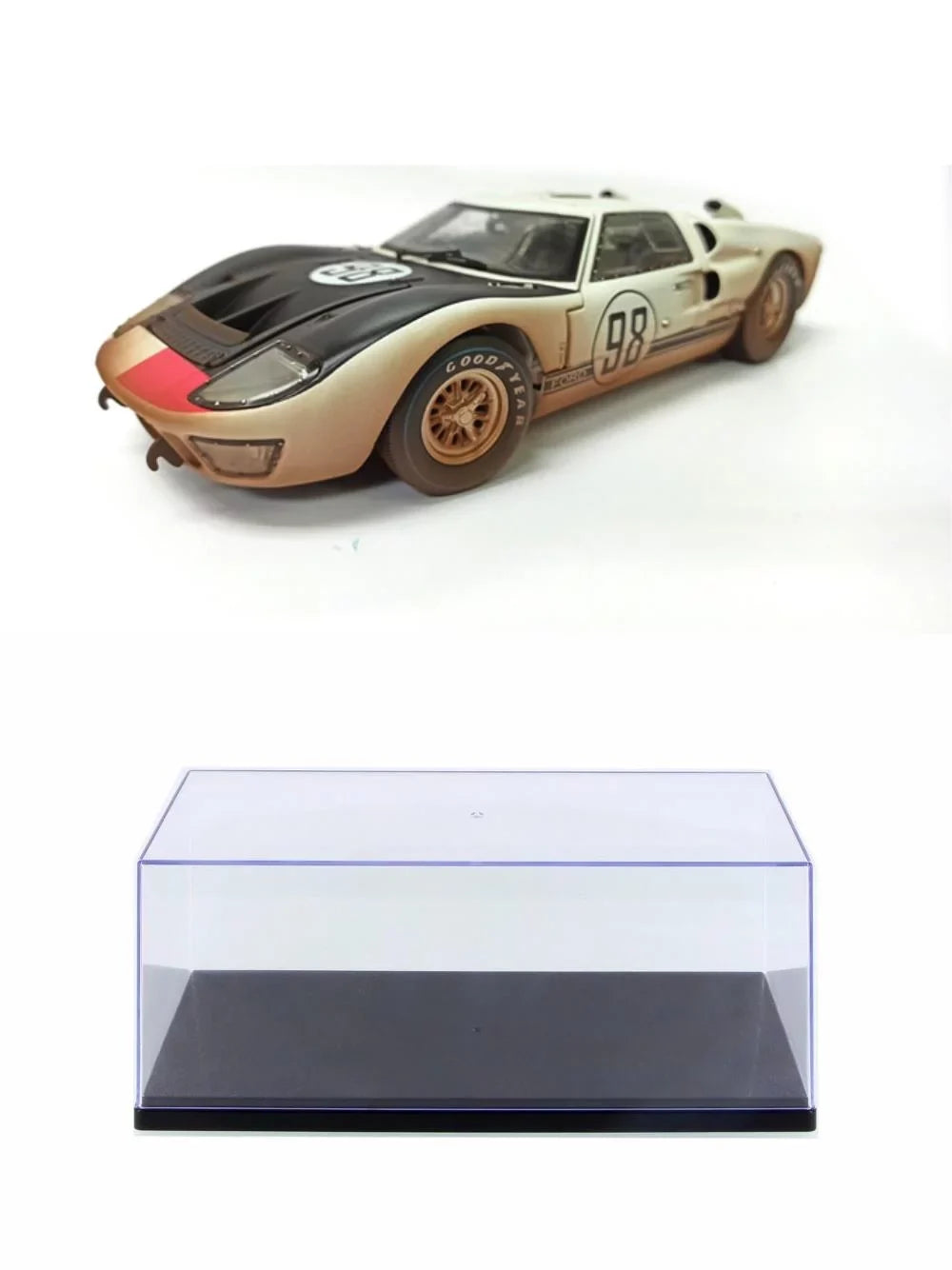 Toy II After Race - 1966 #98 Diecast GT-40 Ford 1/18 Version), Shelby Diecast w/Display Car White MK scale Model Case SC432W - - (Dirty Collectibles Car