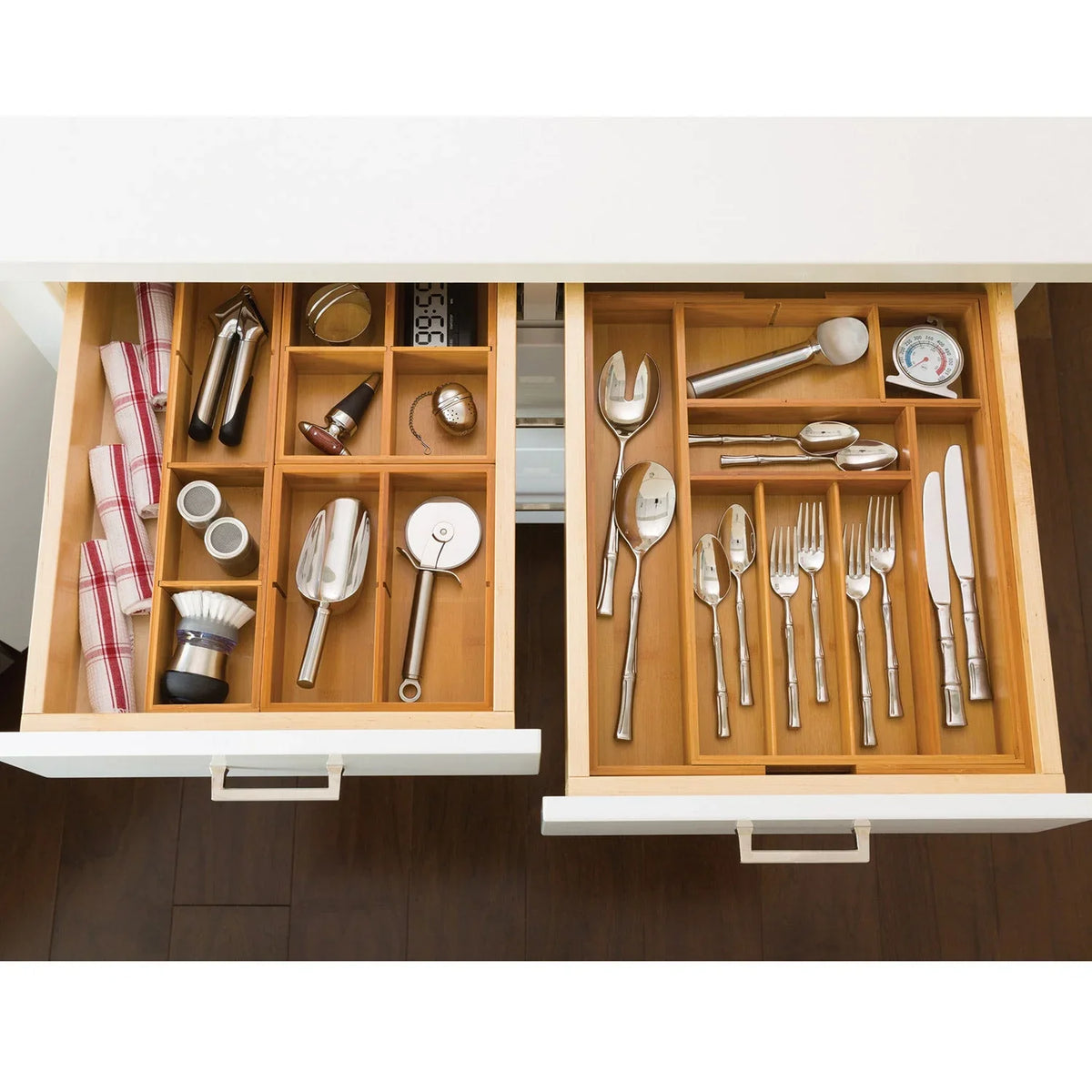 Bamboo Drawer Expandable Organizer Set new 4-Piece Classics