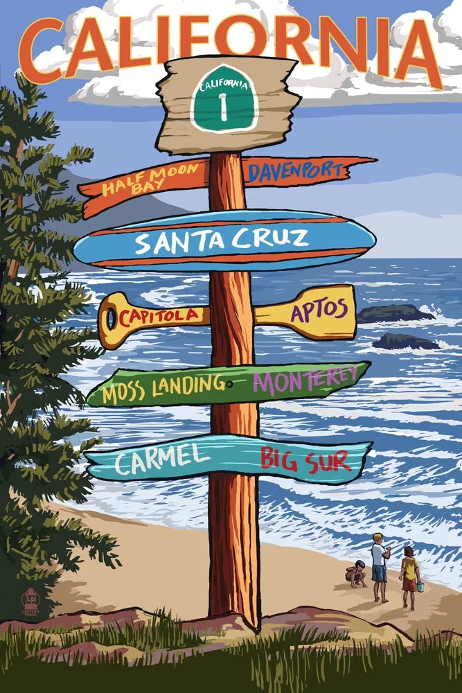 Cruz, USA) Sign for Puzzle Destinations Piece Family, (19x27 California, Jigsaw Santa Premium and inches, 500 in Made Adults