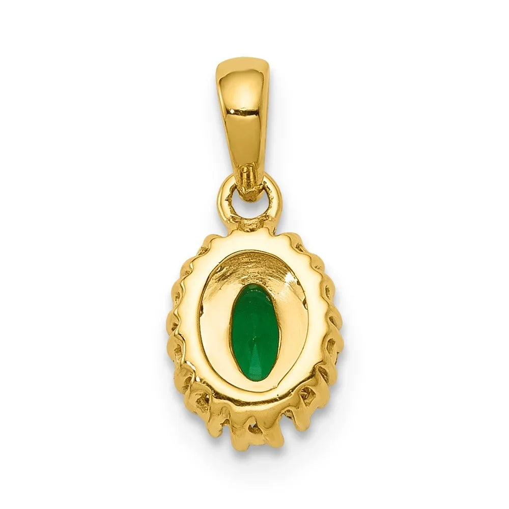 Emerald and QPM5252-EM-010-YA and Rhodium Pendant 14k Oval Diamond