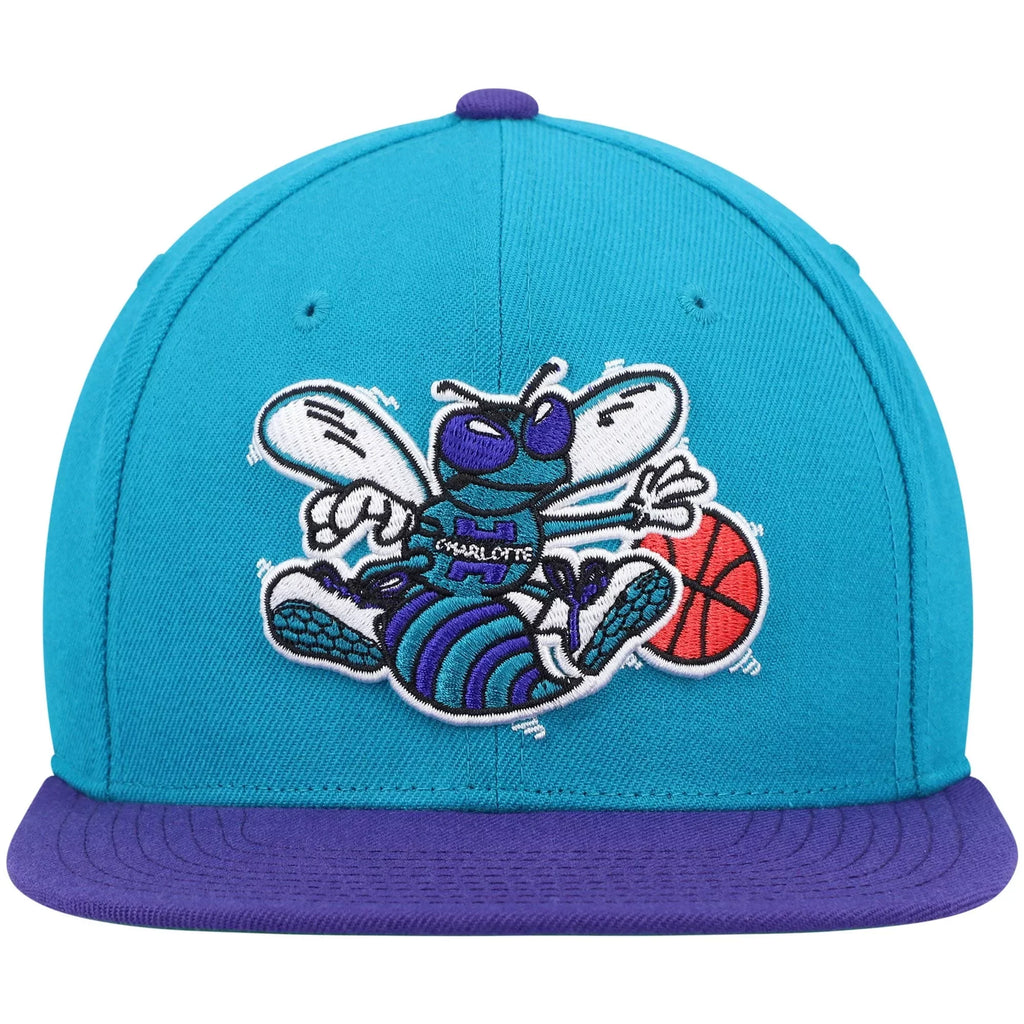 Hat Snapback Teal/Purple Mitchell & Ness - Hornets Charlotte OSFA trendy Classics Hardwood Team Men's Two-Tone 2.0