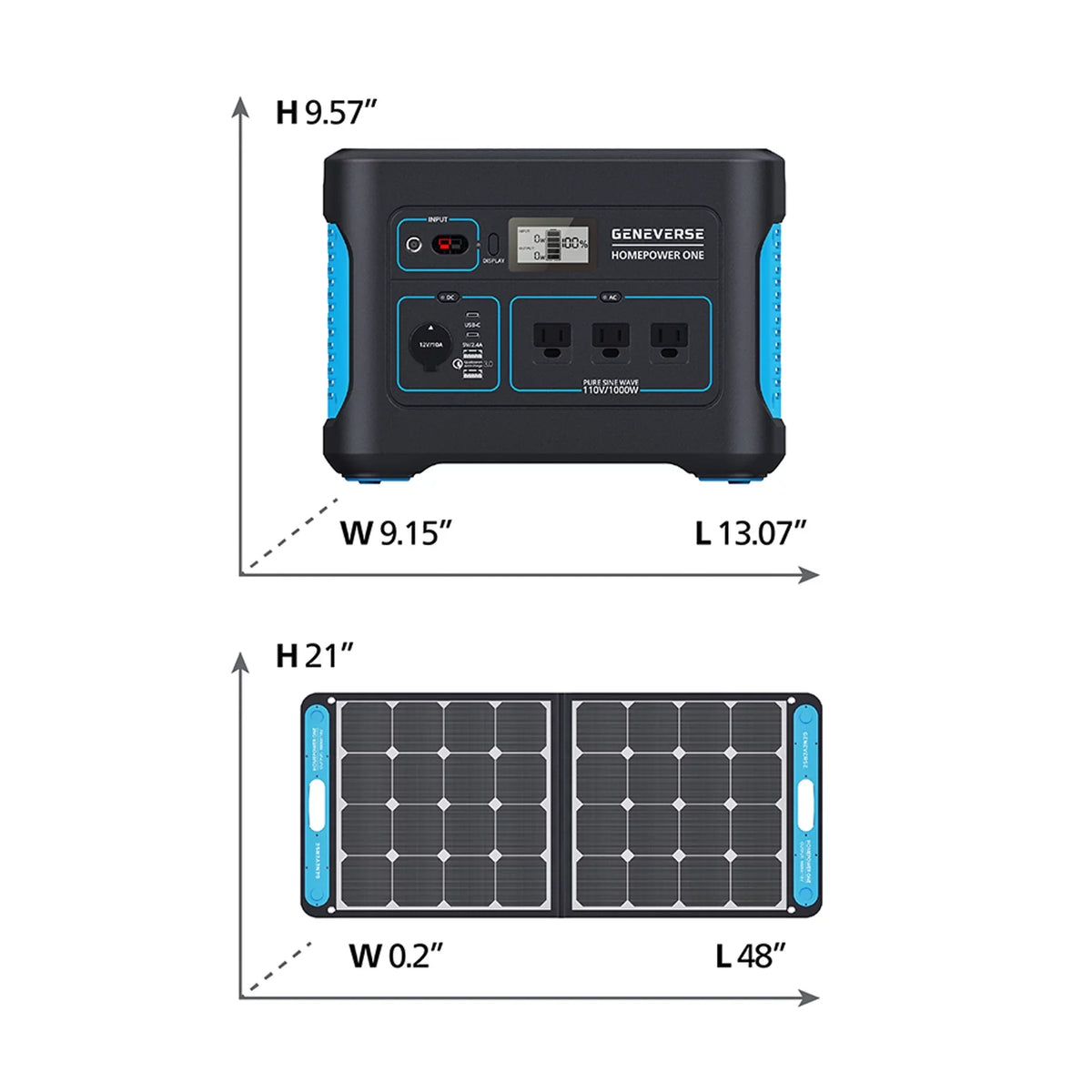 Quiet, Home Outlets) For 1X Devices HomePower (3X Station Portable Solar Indoor-Safe 1000W Generator Panels. Power Solar Geneverse 1002Wh Generator AC Battery 100W Power ONE Backup 2X + Bundle: (1x2)