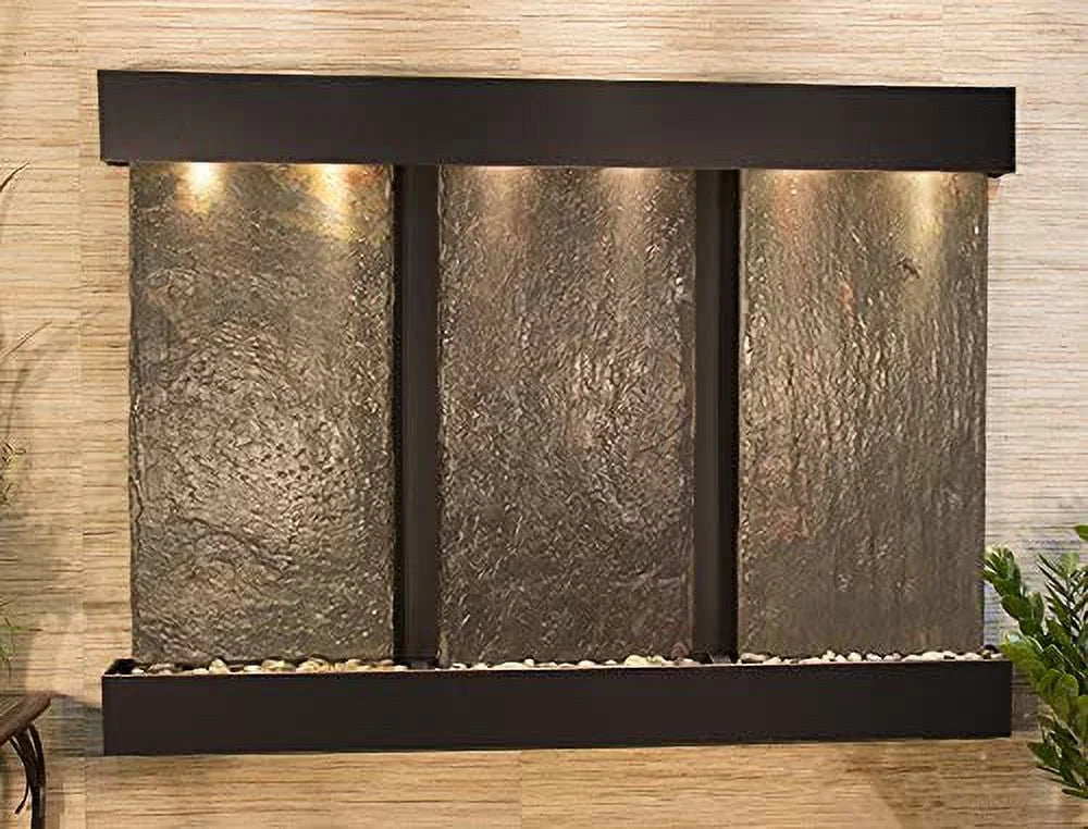 Falls-Square-Blackened Wall Natural OFS1504 Copper-Multi-Color Slate Fountain Olympus Adagio