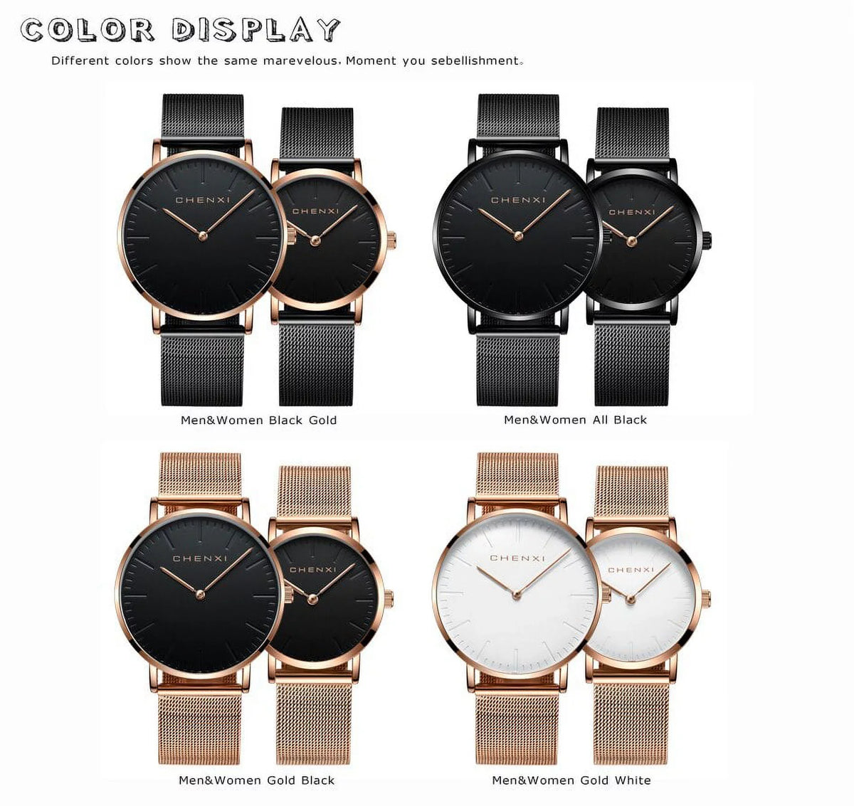 Fashion Elegant Waterproof Ultra Watches Rose Men Brand Quartz CHENXI Lover Ladies thin gold Luxury Dress Watch Woman Watch Top