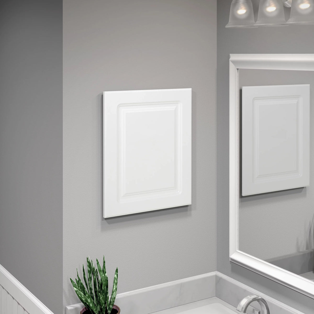 Recess-Mount Door, Raised Pride American Rectangle, with Panel White 20 in., Medicine Cabinet, 16 classic x