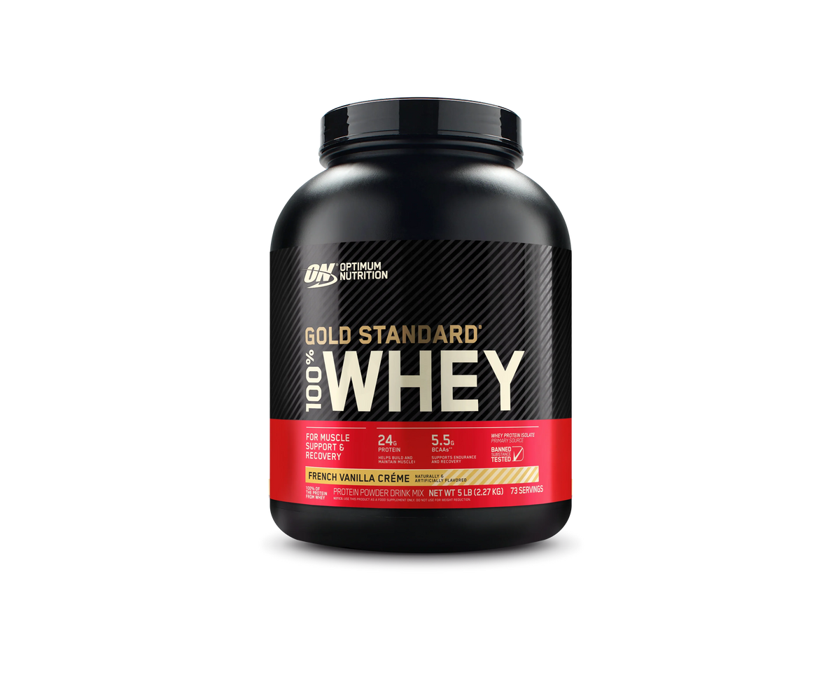 Optimum French Vanilla Standard Nutrition, Powder, lb, 5 Servings Creme, 73 100% Whey Gold Protein