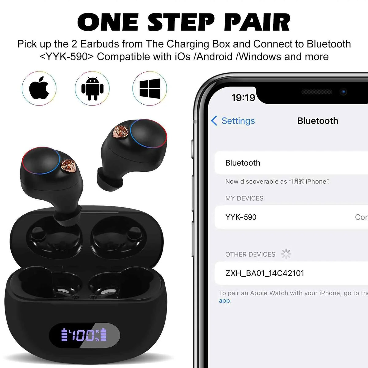 Boost Earbuds Connection, Dual True IPX5 with Case, Connect, Compatible UrbanX Bluetooth OnePlus Charging 2 Water 5.2 + Wireless classic Ace Bass Balanced, Black, Resistance, Bluetooth