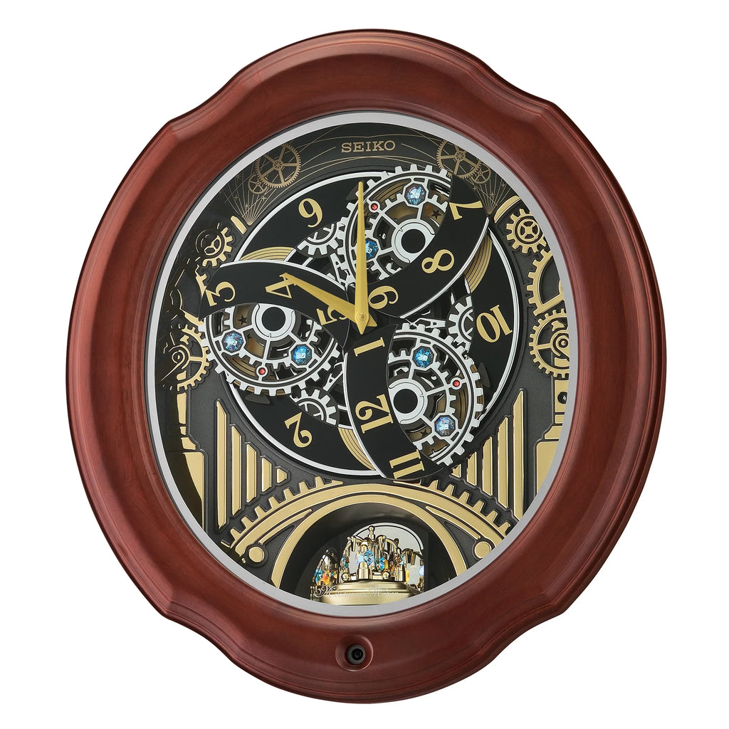 Wood Rotating Melodies Classic Traditional Motion, Crystals and Music Frame Pendulum Brown Pipes QXM392BRH In new Chimes