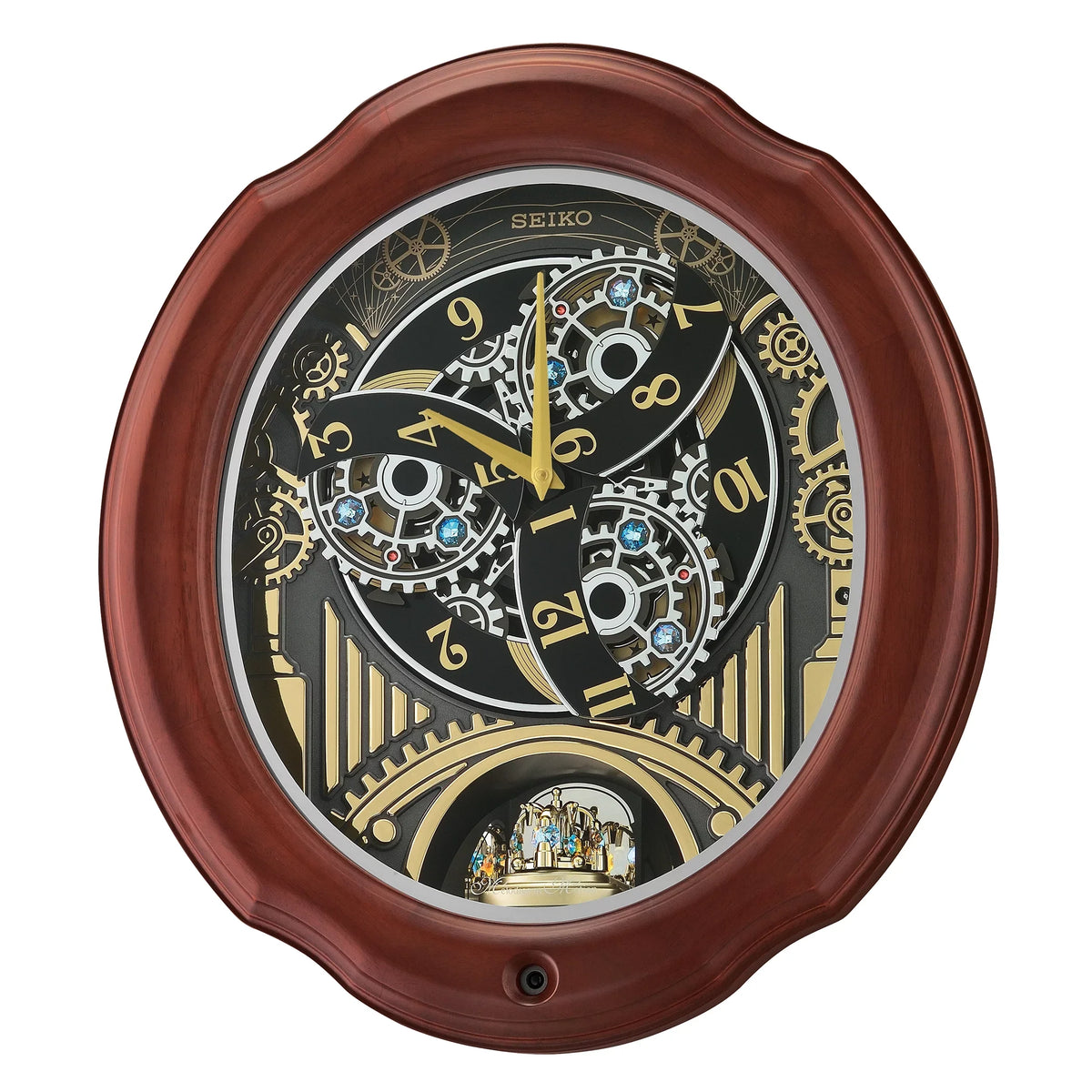 Wood Rotating Melodies Classic Traditional Motion, Crystals and Music Frame Pendulum Brown Pipes QXM392BRH In new Chimes