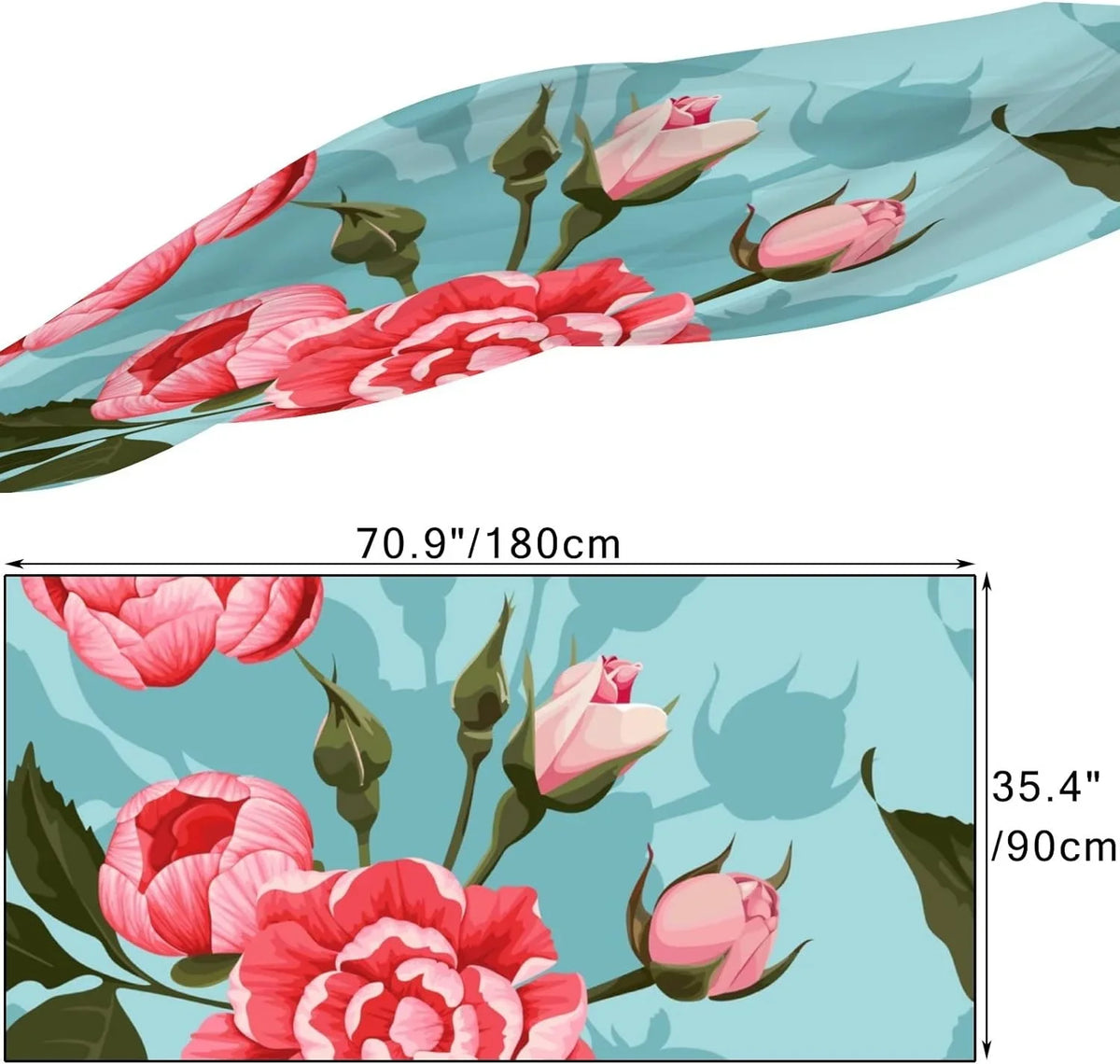 Peony Roses Scarves Hyjoy Shawl Lightweight Neck Women And Girls Scarf Silk Wrap Long for