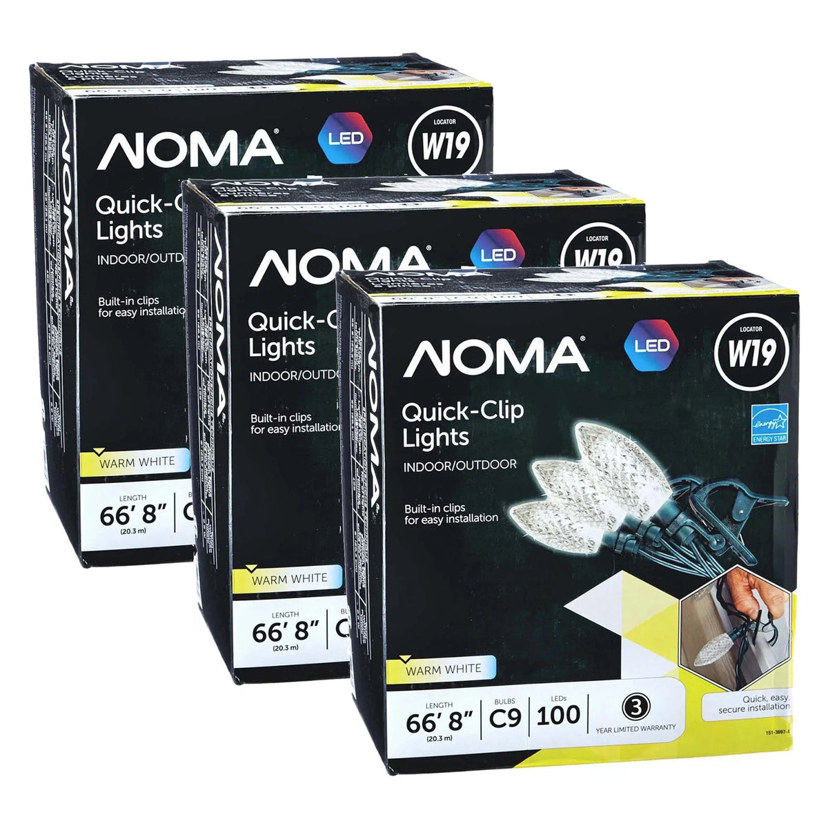 Pack) LED (3 100 Christmas C9 Quick Lights String NOMA new Clip Bulbs Warm