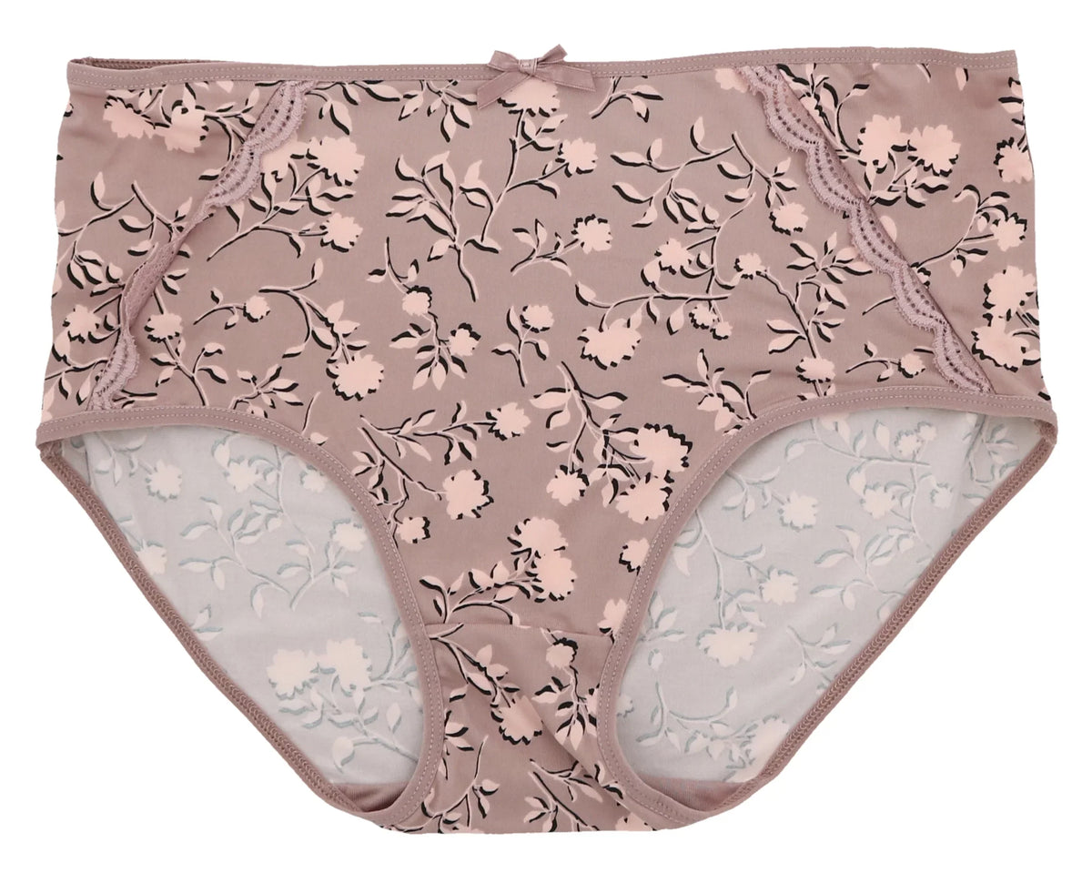Classic Women's Floral Panties Sexy Size Pink Burke Intimates (5Pr) Plus Rise Delta Dots) Brief (X-Large, High