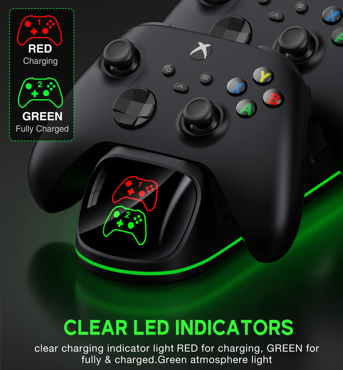 Charger Series with new Battery Xbox Controller Charging X|S/Xbox Packs, Xbox Controller one/Elite X for DinoFire Xbox Rechargeable Series Station 2x4800mWh