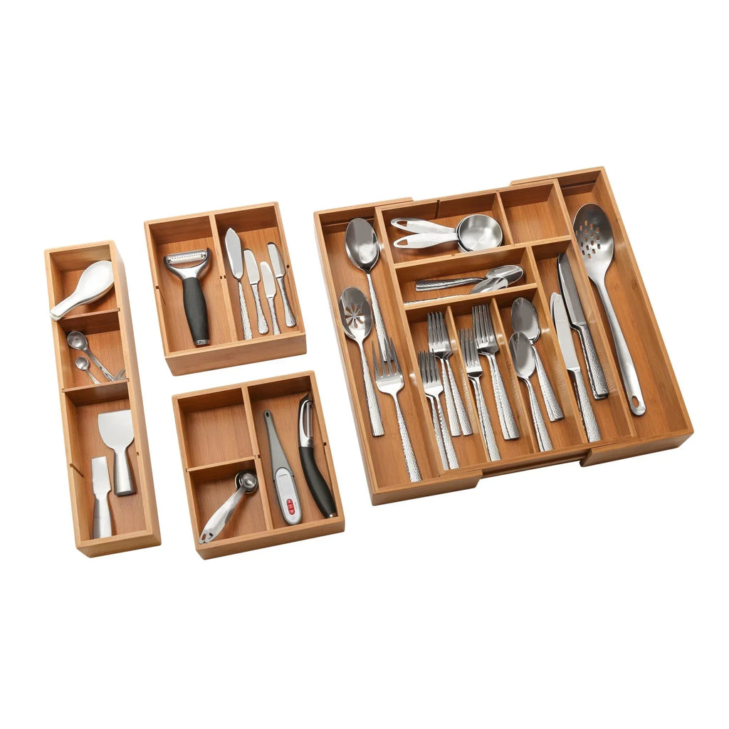 Bamboo Drawer Expandable Organizer Set new 4-Piece Classics