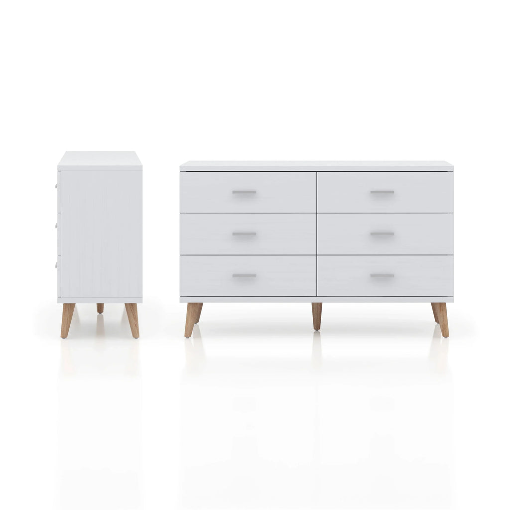 Modern Wide Denhour Dresser Bar White Pulls 6-Drawer high quality 47-inch Mid-Century DH BASIC with by