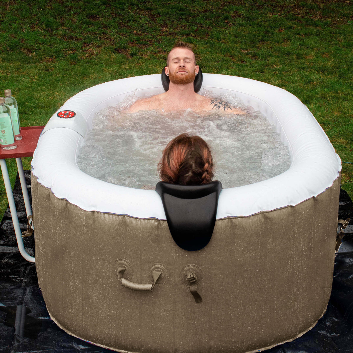 ALEKO Inflatable Gallon Jetted Hot Brown 145 with Cover Person Tub 2 Oval