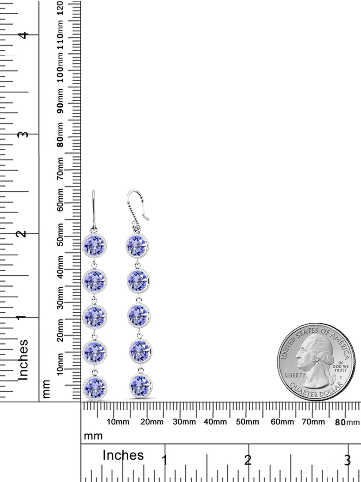 Silver King Blue Gem Earrings Sterling Stone Ct special edition 925 Round Tanzanite 9.00
