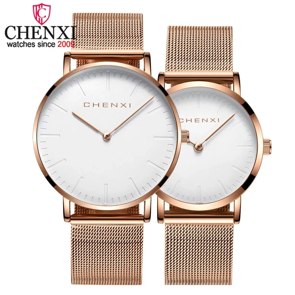 Fashion Elegant Waterproof Ultra Watches Rose Men Brand Quartz CHENXI Lover Ladies thin gold Luxury Dress Watch Woman Watch Top