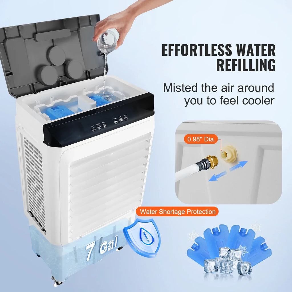 Timer 7 Swamp 2100 Cooler 3-in-1 Humidifier 12h SKYSHALO Gal Evaporative Cooler Air CFM