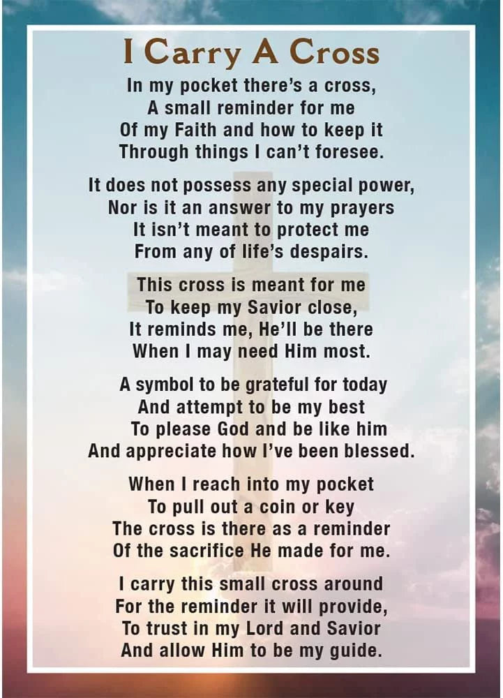 Una A of Bilingual Cruz Pocket I Prayer - Cross 100 high quality Card Carry Pack Llevo