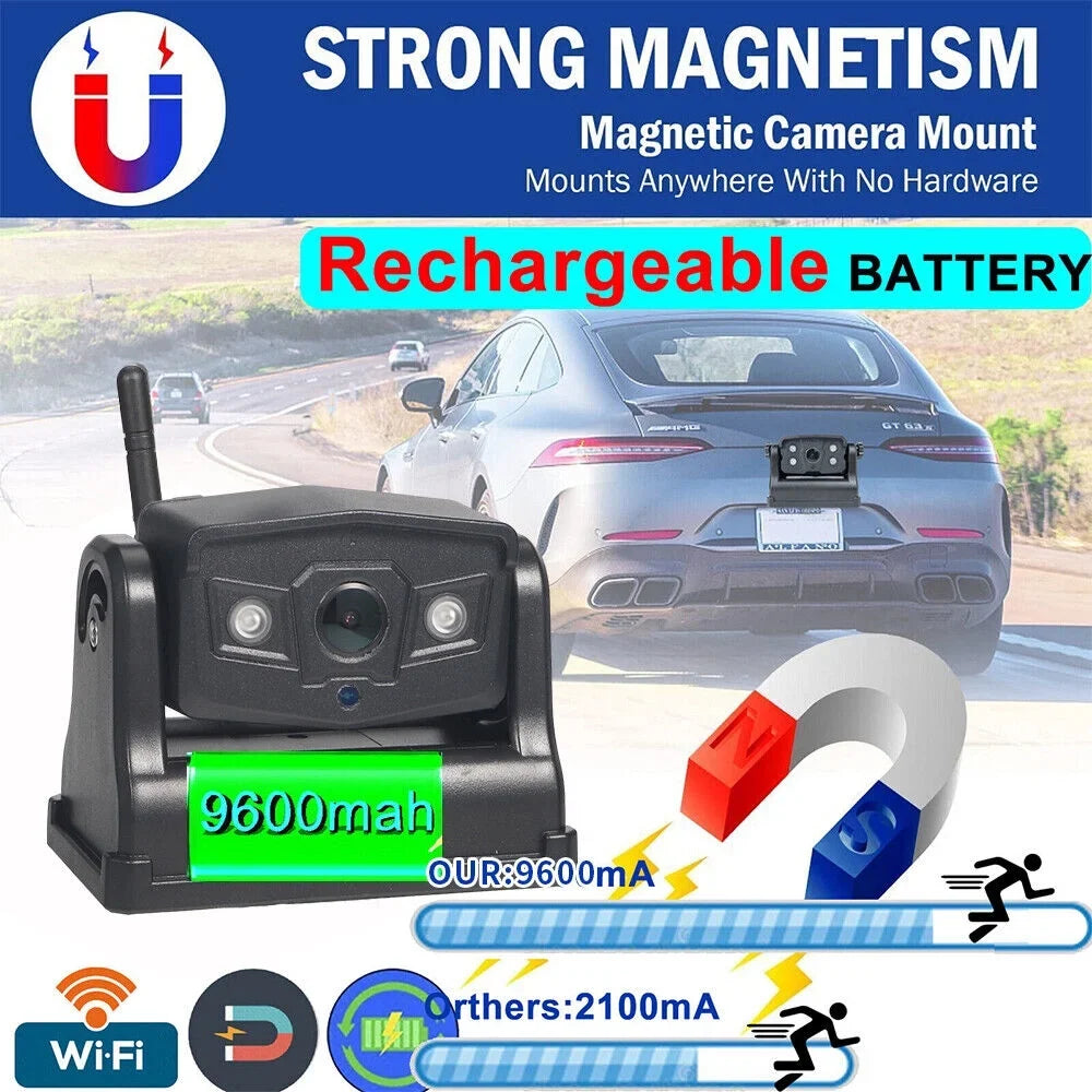 9600mAh Battery, Wireless JahyElec Mount, Magnetic classic for WiFi Front/Rear Backup Camera, Ideal View