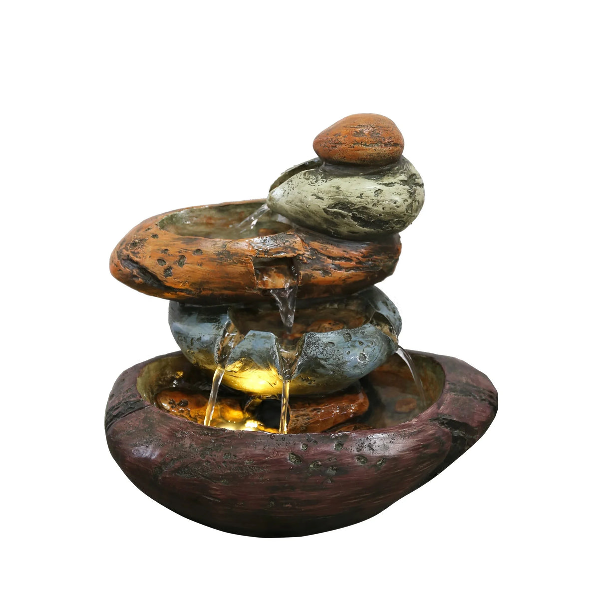 Lights White Multicolour Tabletop With LED Stone Fountain Warm