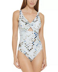 MULTI , new Cutout Swimsuit DKNY US SPLASH 8 Twist-Front One-Piece