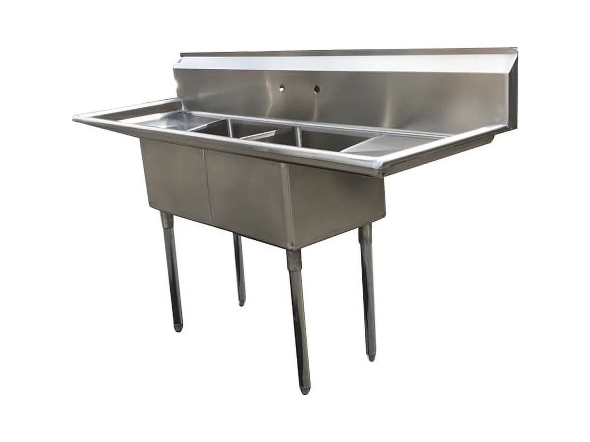 Steel Kitchen Compartment classic Commercial 72" Restaurant Stainless NSF Two Sink
