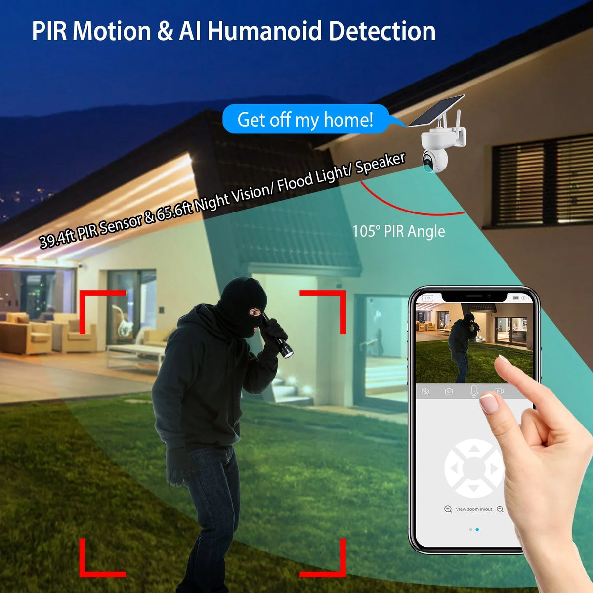Vision Wireless Audio Siren 2-Way Night Detection Human Home Light WIFI Camera Surveillance Security Camera special edition Powered Color Flood Outdoor 1080P Solar Battery for iMounTEK