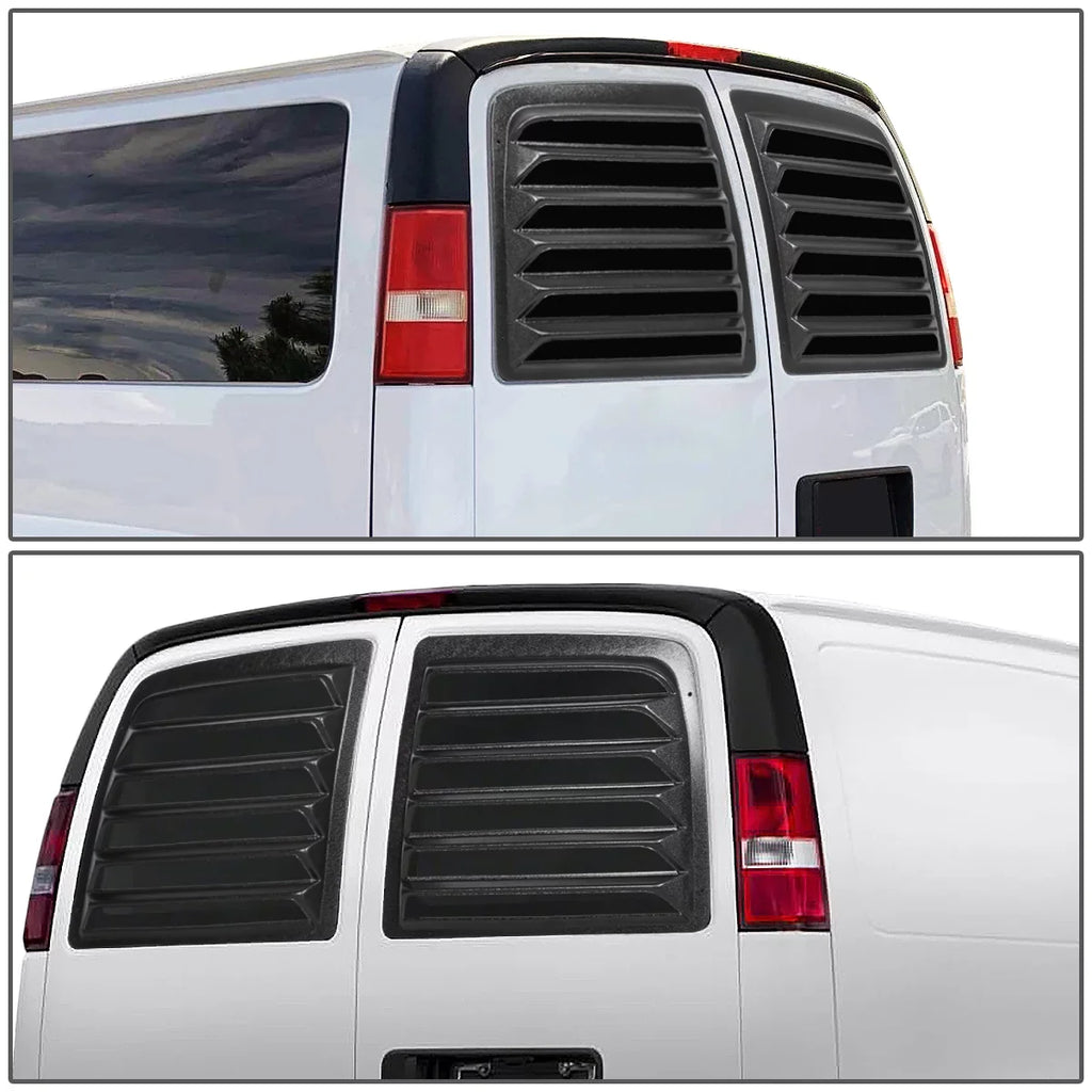 12 01 Chevy 03 Rear 2500 06 Savana For 10 to Motoring Window Van Sun 14 1997 08 2017 11 3500 Scoop 16 09 07 04 2Pcs GMC Express 05 13 02 DNA Louvers WINL-004 Shade Cover 1500 15