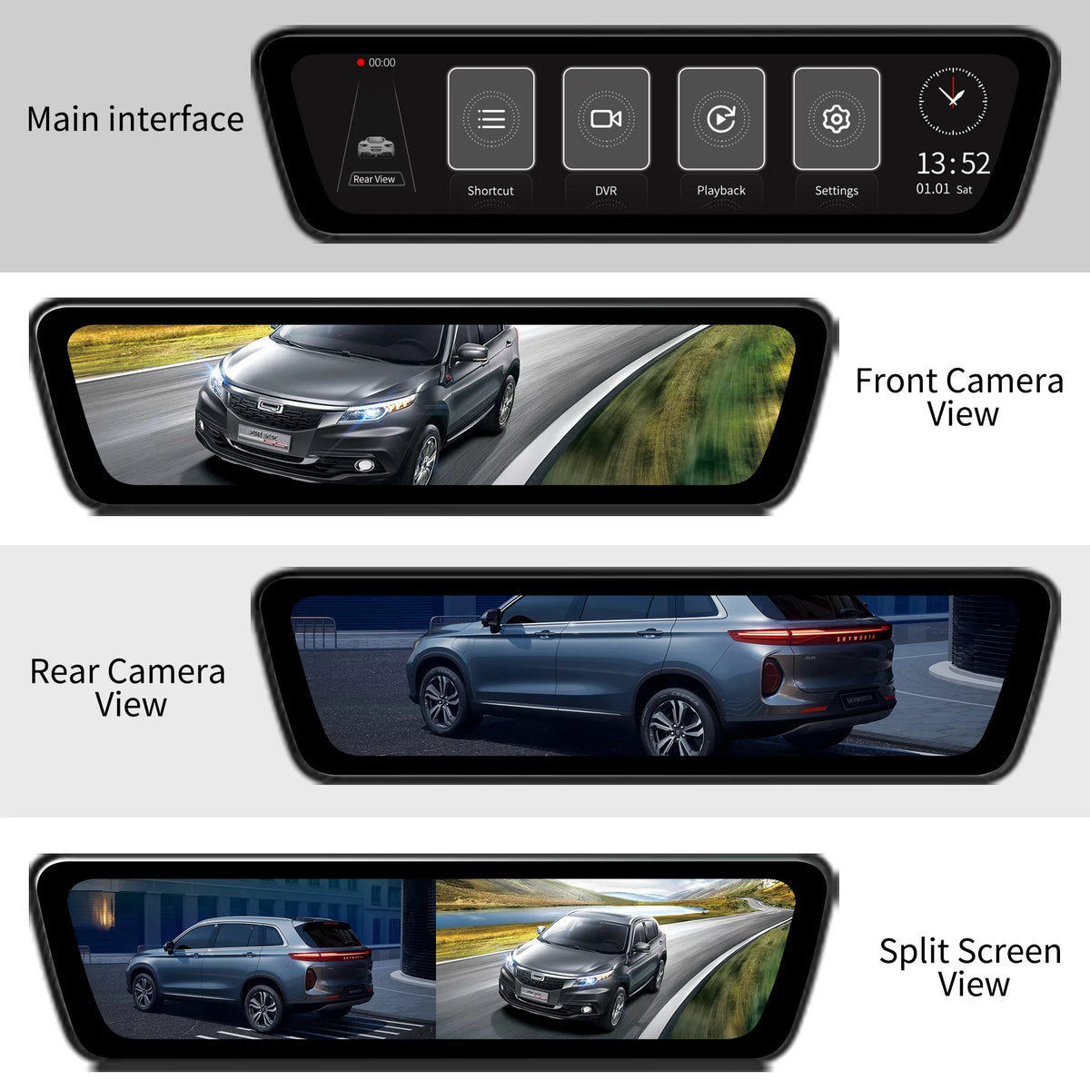 Streaming View Cameras Front inch 9.35 View Back Rear Rear Car Camera Dash HD Dual Smart 1080P Touchscreen Full Camera Mirror Truck