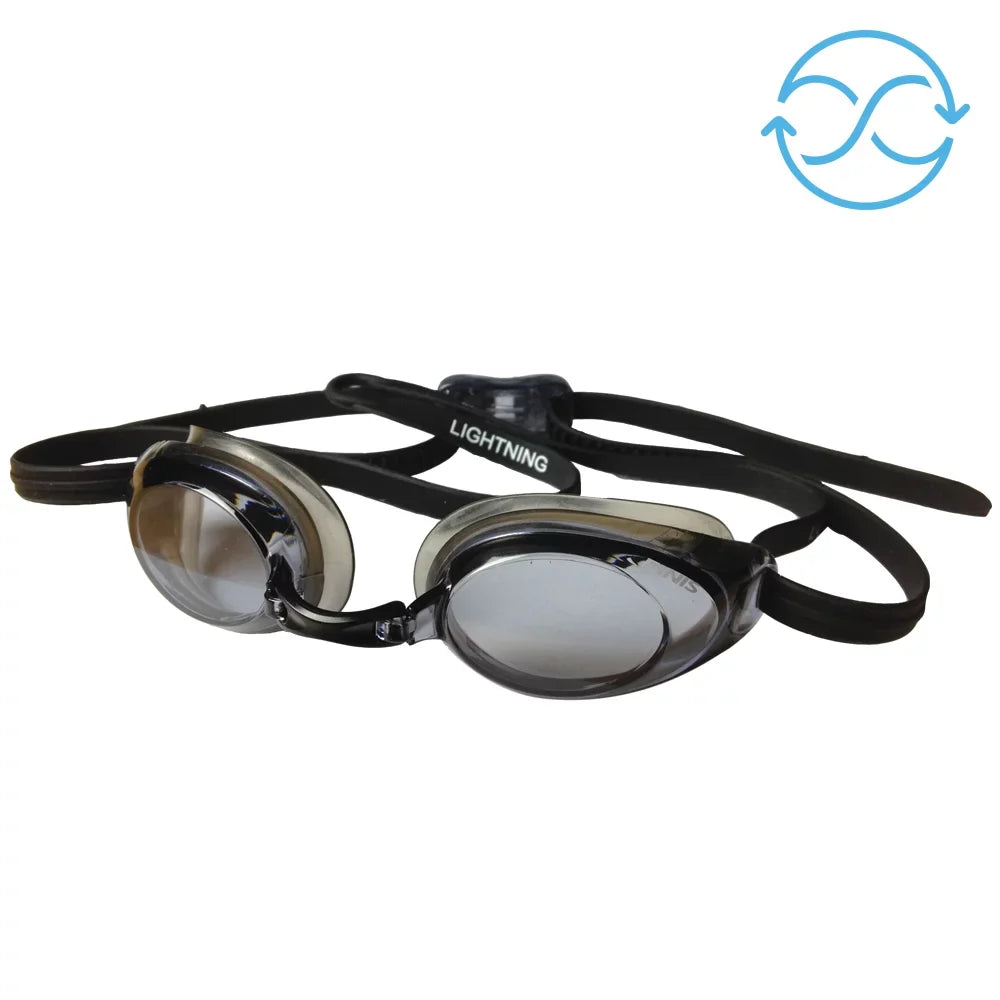 4 Goggles Goggles Nose - Watertight Goggles Silicone Interchangeable Black/Smoke Competitive Swim Adjustable Goggles Adult with Straps - Pieces for and Swim Lightning with Women Swimming - - Men FINIS