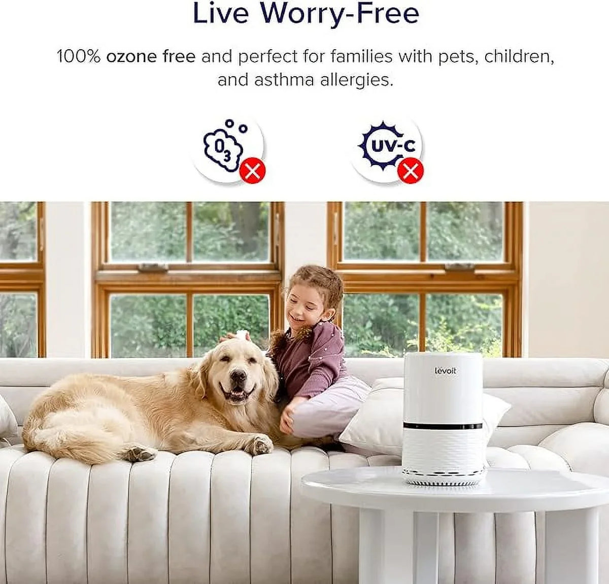 Open Purifier Pet Levoit White - Odors for Smoke Air Upgraded Box Filter LV-H132X-WM HEPA