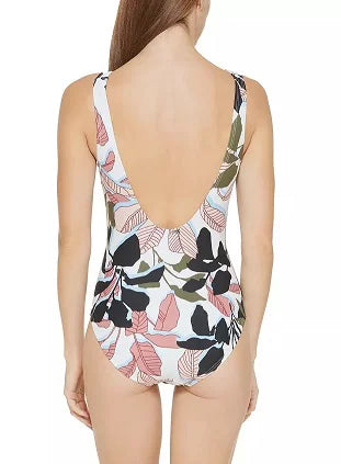 Swimsuit, DKNY Cutout 10 trendy US Twist-Front One-Piece MULTI WHITE