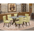 With Back & HomeStock - Cement Button Set-Limelight trendy Chairs 7-Pc Table Kitchen & Fabric Linen Living Top Hardwood French Country Legs Parson Tufted Room Seat