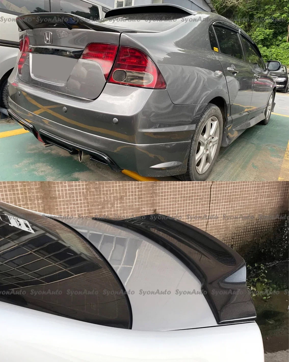 CIVIC HIGHKICK WING BLACK GLOSSY 2006-2011 TRUNK SPOILER SEDAN HONDA RS FITS STYLE