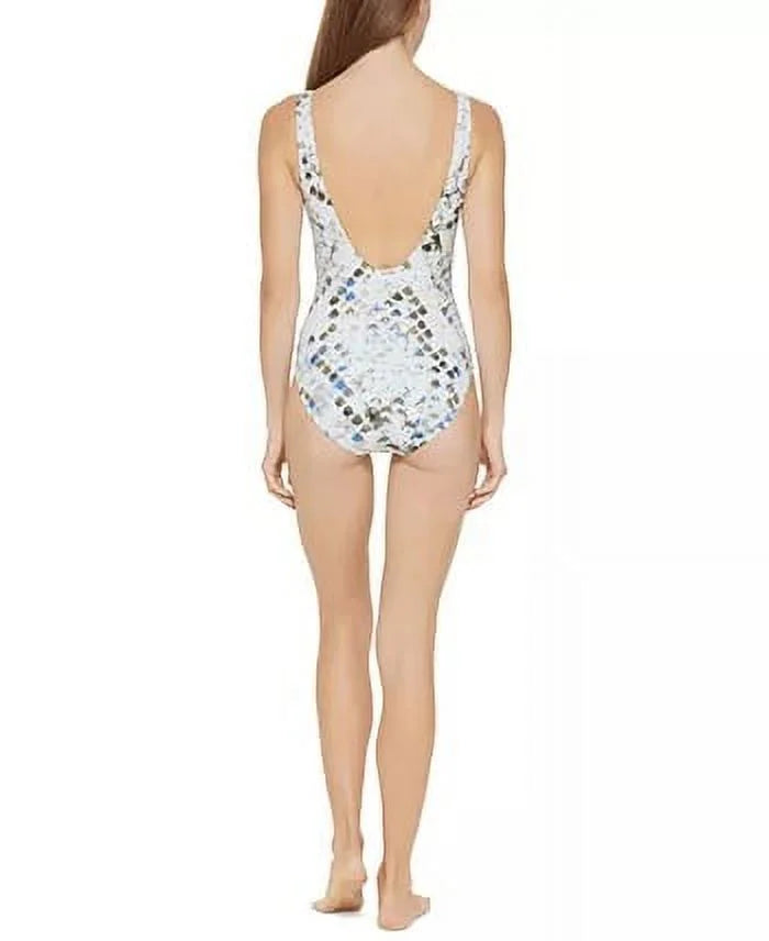 MULTI , new Cutout Swimsuit DKNY US SPLASH 8 Twist-Front One-Piece