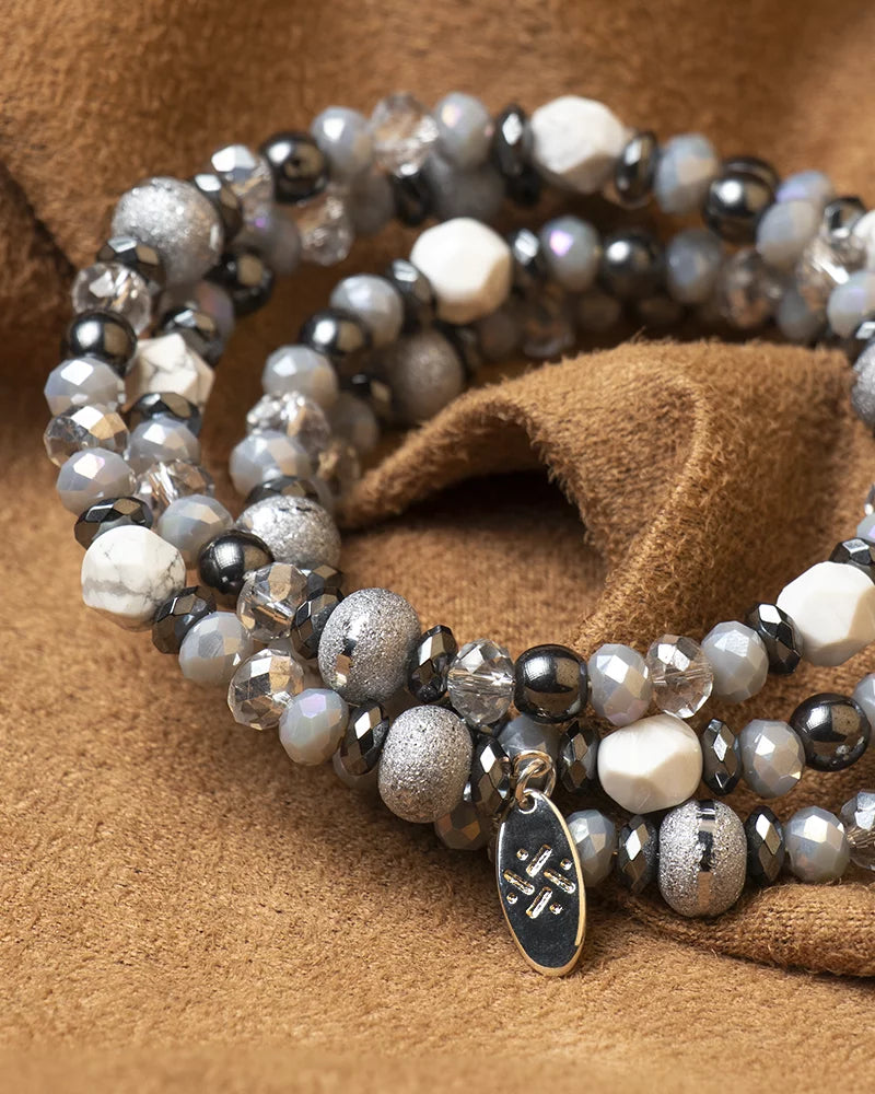 Crystals Design white for Fabrizio new Women & By Positano with Memory for Women Pearls Howlite, Gioconda Bracelet