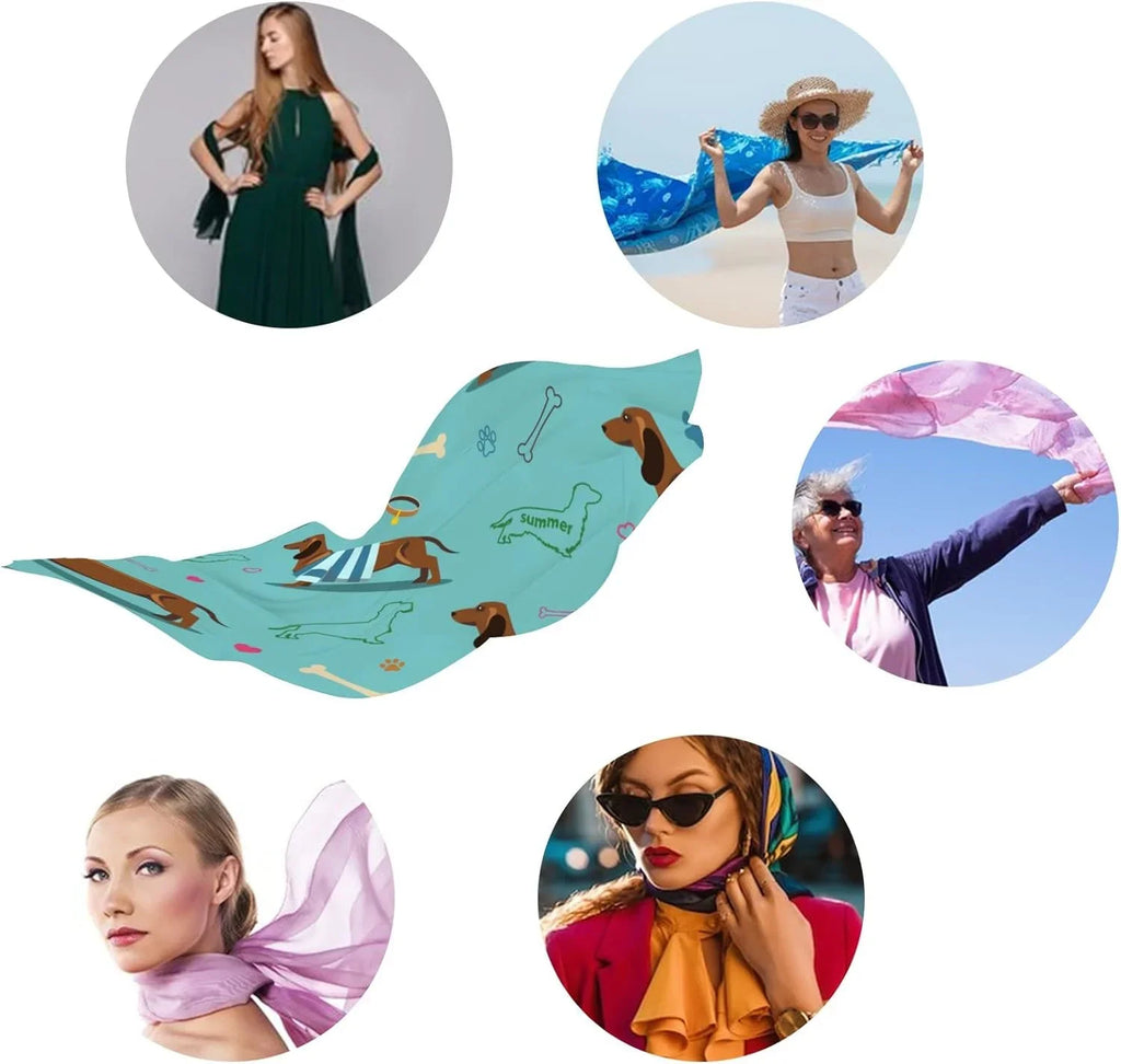 Dachshund Blue Hyjoy Wrap Girls Long Neck for trendy Lightweight Scarves Shawl Women Scarf Silk