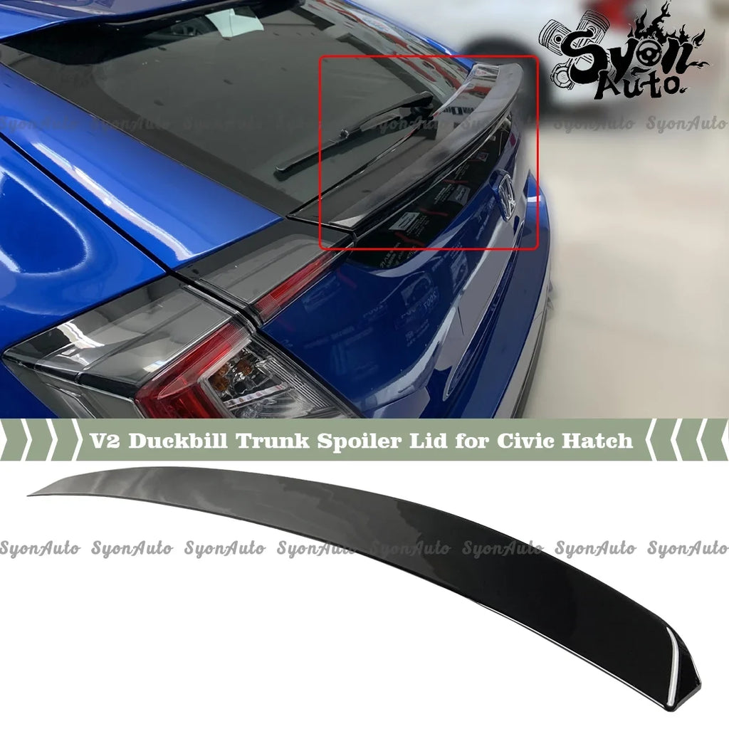 V2 LID BLACK 2017-2021 FITS JDM HATCHBACK SPOILER GLOSSY CIVIC trendy TRUNK HONDA DUCKBILL