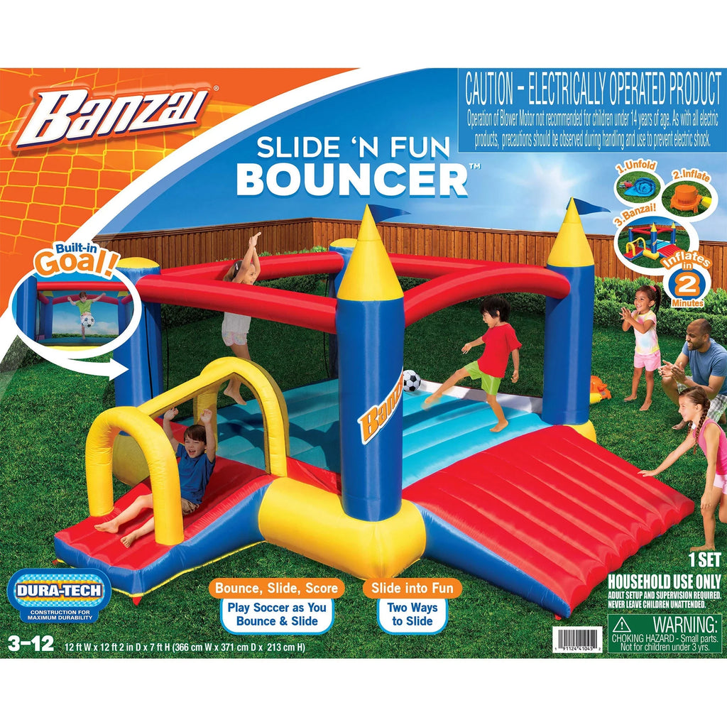 Slides 2 and Slide Complete Bounce Air House with N’ Banzai Fun Set Blower