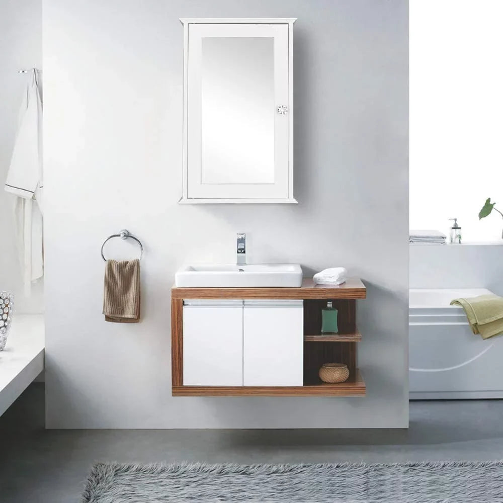 Single Cabinet Adjustable Medicine with Storage White 2 Mount classic Organizer Bathroom Cabinet Shelves Wall Mirrored and BSL Door