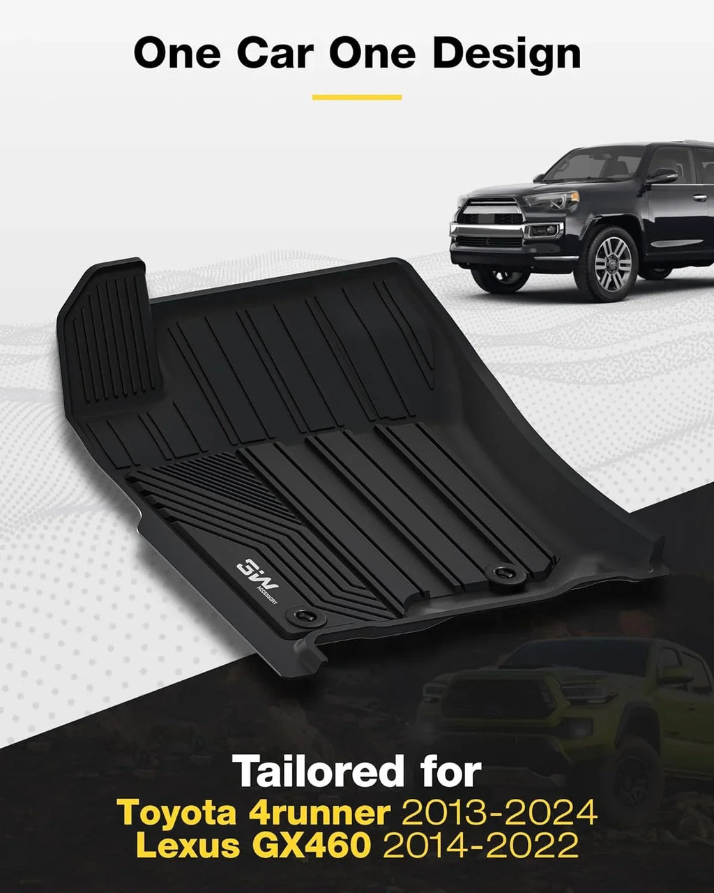 Black and 4Runner Full Liners 2nd 2013-2024/Lexus Seat Custom GX460) for & Cargo GX460 Mat 4Runner For 5 1st Fit & Row new Fit 3W Car Toyota Floor & Floor 2014-2022 Mats Liner Set Mats Trunk