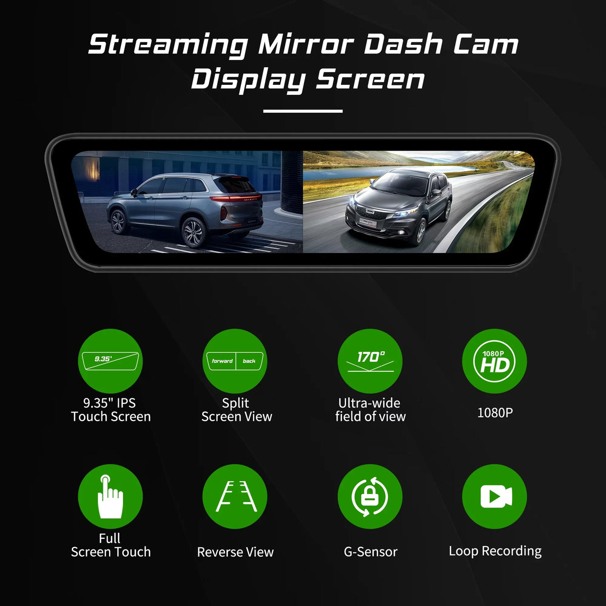 Streaming View Cameras Front inch 9.35 View Back Rear Rear Car Camera Dash HD Dual Smart 1080P Touchscreen Full Camera Mirror Truck