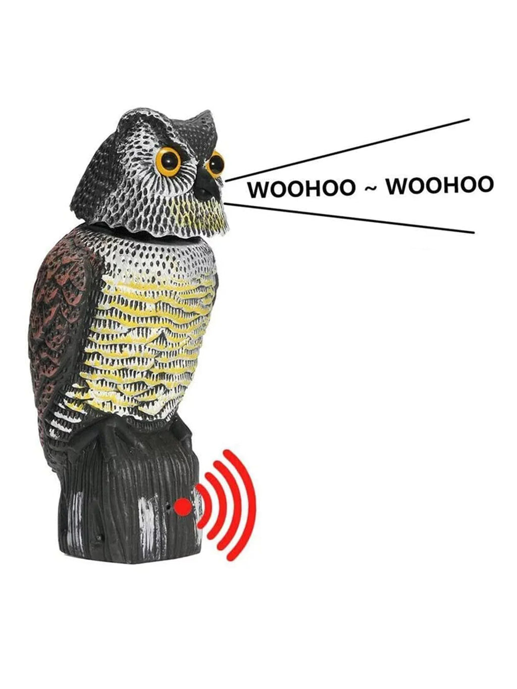 Scarer Pigeon Owl Bird Realistic Listenwind Head With Decoy Rotating Crow