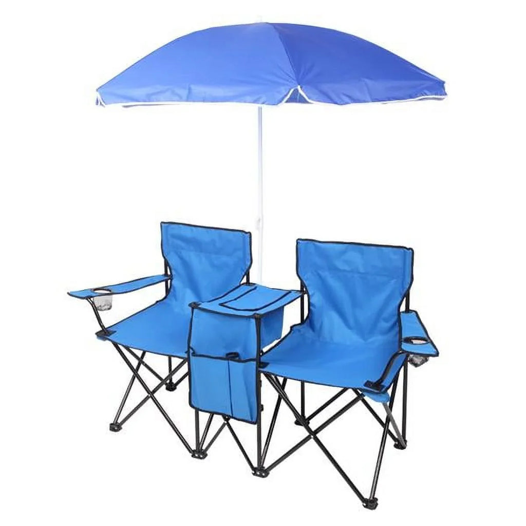 Camping Double Carrying Chair, Portable Folding Holder for Bag, Camping Outdoor Pool with High Beverage Park Blue new SYTHERS Chair, Beach Beach Table Strength Outdoor Patio Chair Mini