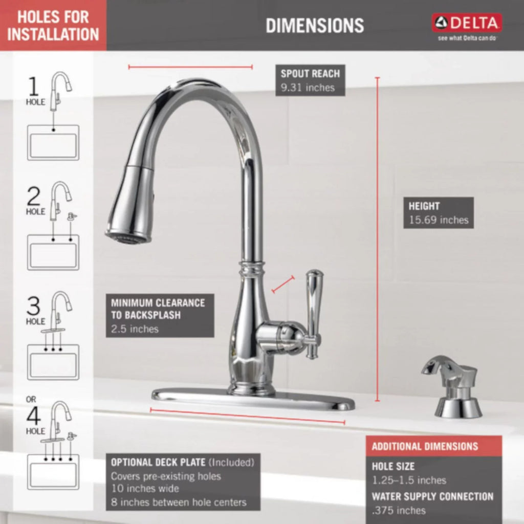 Charmaine Kitchen Handle One Chrome Delta Faucet Pulldown