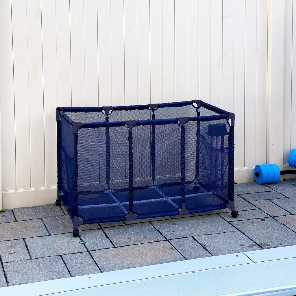 Toys, 28" x L Storage Floats, Height, W Style 563009 Floats Essentially Mesh 25" Equipment Organizer (43" and Blue x Kids Balls Noodles H), Bin, Pool Large, Rolling Holder, Yours