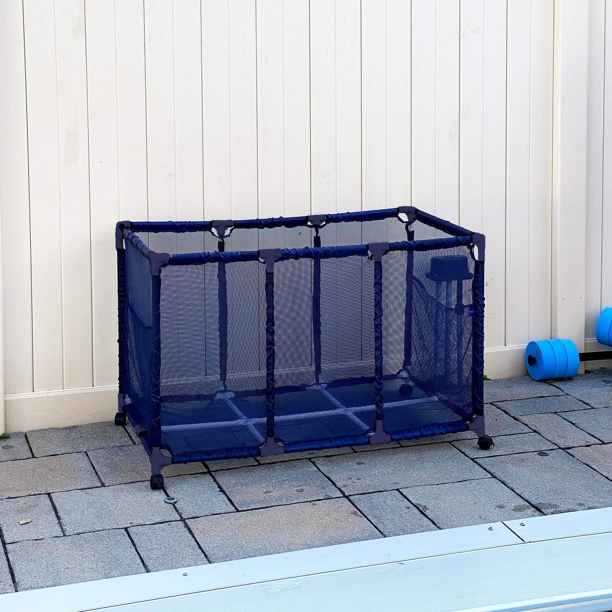 Toys, 28" x L Storage Floats, Height, W Style 563009 Floats Essentially Mesh 25" Equipment Organizer (43" and Blue x Kids Balls Noodles H), Bin, Pool Large, Rolling Holder, Yours